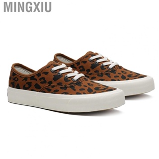 Mingxiu Casual Canvas Shoe  Soft Retro Women Canvas Shoe Leopard Print Comfortable Lace Up Design with Rubber Sole for Leggings for Students