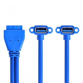 Xiwai Up Angled สายเคเบิล USB 3.0 A Type Dual Female เป็นเมนบอร์ด 20Pin 19 Pin 50 ซม.