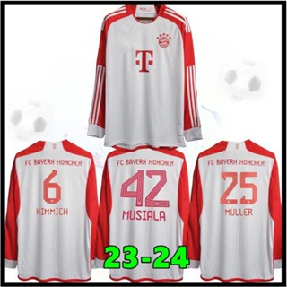 เสื้อกีฬาแขนยาว ลายทีมชาติฟุตบอล Bayern 2023-24 ชุดเหย้า สําหรับผู้ชาย และผู้หญิง