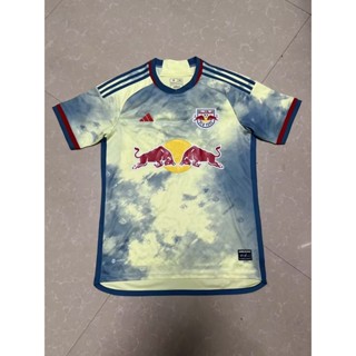 เสื้อกีฬาแขนสั้น ลายทีมชาติฟุตบอล New York Red Bulls Away 2324 ชุดเยือน สีเหลือง สําหรับผู้ชาย ไซซ์ S-2XL