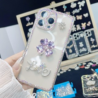 เคสโทรศัพท์มือถือ ประดับเพชร สีม่วง พร้อมกาว และหิน หรูหรา สําหรับ Huawei P20 P30 P40 P50 Mate 20 30 40 50 Pro