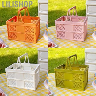 Lilishop Folding Picnic  Stackable Storage Box Plastic Grocery Shopping  with Handles for Outdoor Home