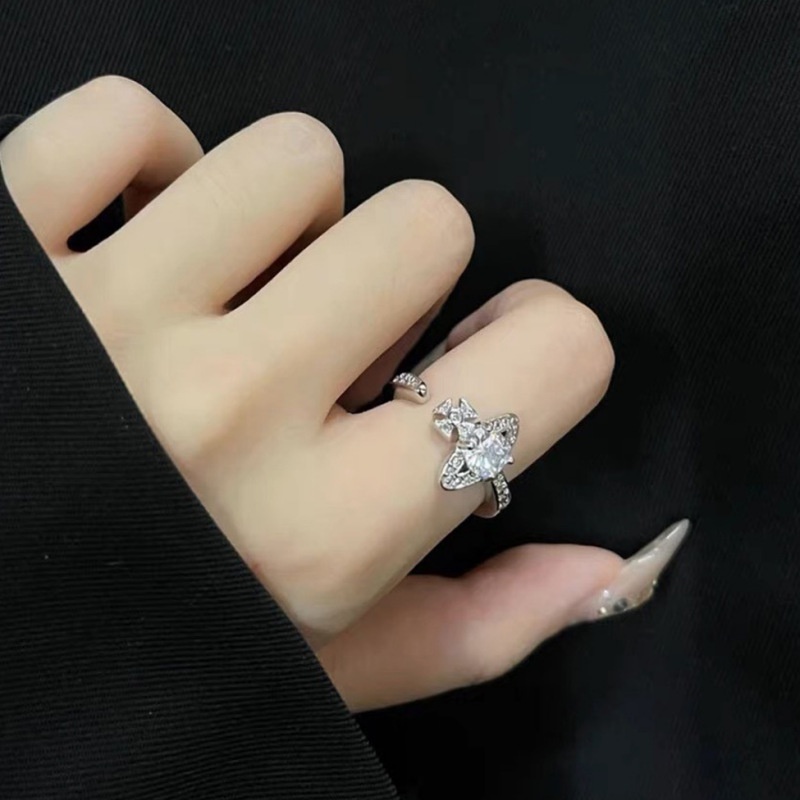 แหวนเพทาย ประดับเพชร ดาวเคราะห์ ดาวเสาร์ ดาวเคราะห์ ดาวเคราะห์ แบบเปิด ปรับได้ สไตล์คลาสสิก