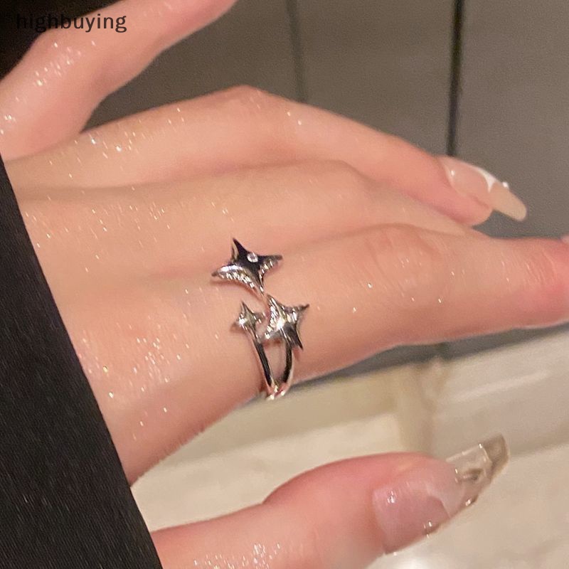 [highbuying] สไตล์เกาหลี สีเงิน Ins เท่ แหวนดาว แฟชั่น เรียบง่าย เปิด แหวนนิ้ว ปรับได้ สําหรับผู้หญิง เครื่องประดับ ของขวัญ ปาร์ตี้ สินค้าใหม่