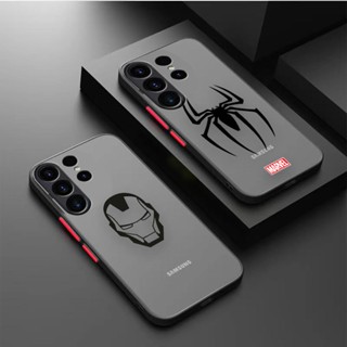 เคสโทรศัพท์มือถือแบบนิ่ม TPU ผิวด้าน กันกระแทก ลายโลโก้สไปเดอร์แมน ไอรอนแมน สําหรับ Samsung S8 S9 S10 S10E S10 Lite S20 S20FE S21 S22 S23 S32 Plus Ultra 5G A32 A53 J6 M51 5G