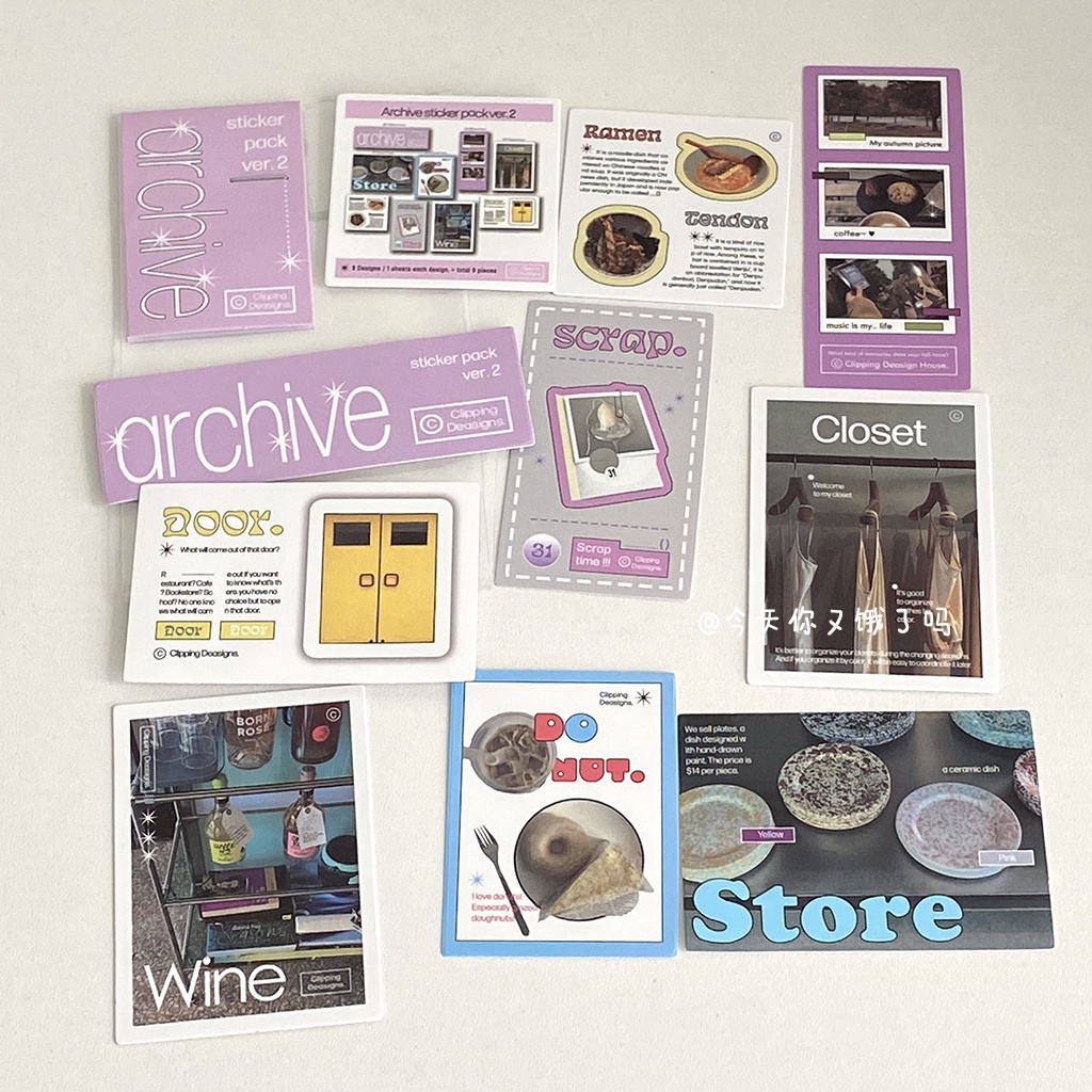 Clipping ins Bagel Bread Illustration Sticker Pack Handbook Collage วัสดุตกแต่ง