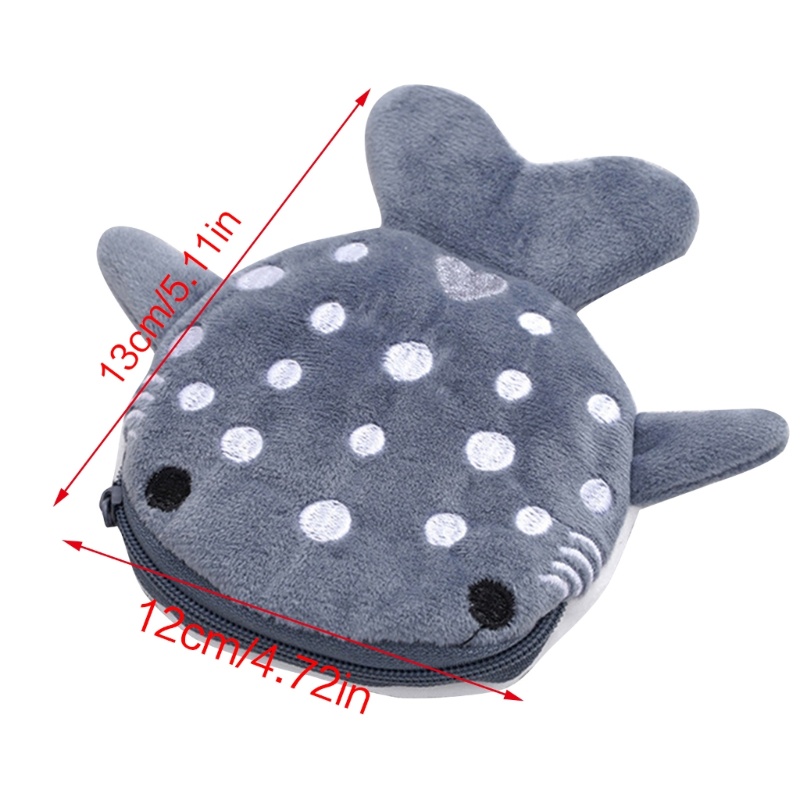 Mdd Lovely Whale Coin Purse Plush Wallet Shark Shape Women s Accessory Bag