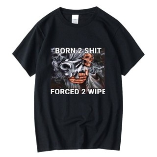 เสื้อยืด ผ้าฝ้าย พิมพ์ลายอนิเมะ The Born To Forced To Wipe สไตล์โกธิค ย้อนยุค ขนาดใหญ่ สําหรับผู้ชาย