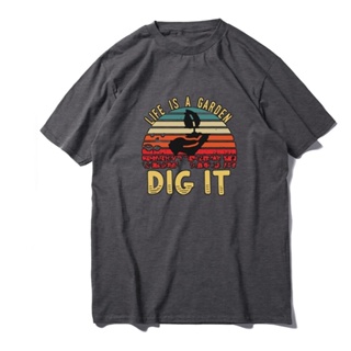 เสื้อยืดลําลอง แขนสั้น พิมพ์ลาย Life Is A Garden Dig It สไตล์วินเทจ ฮาราจูกุ ขนาดใหญ่ ใส่สบาย สําหรับผู้ชาย