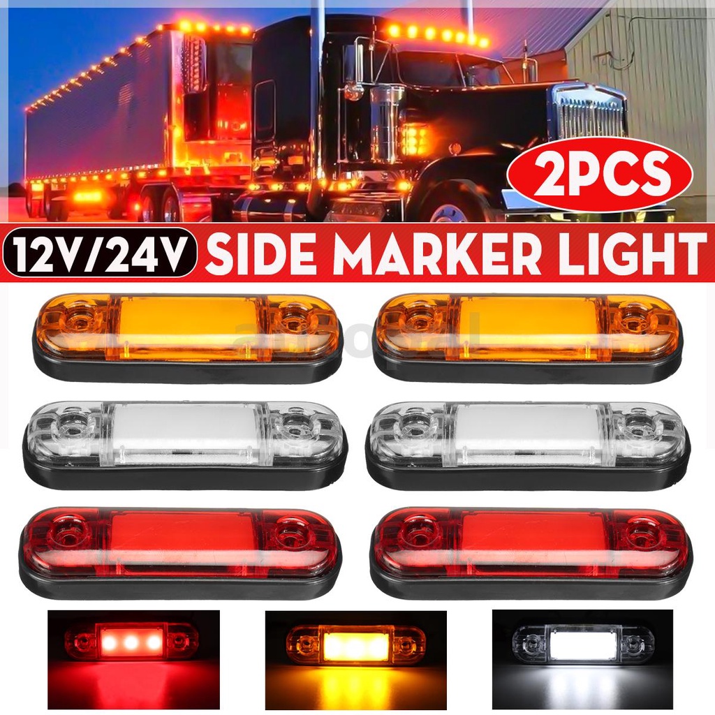 ไฟสัญญาณเลี้ยว LED 12V 24V สําหรับรถบรรทุก รถพ่วง รถบัส 2 ชิ้น