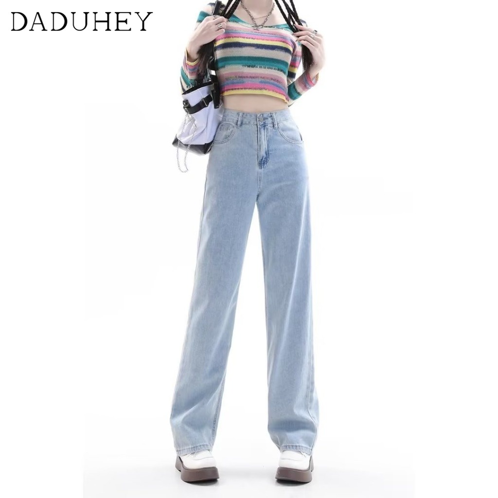 DaDuHey Ins Wide-Leg Jeans Women's Korean-Style Loose High-Waist Fashion Casual Mopping Pants