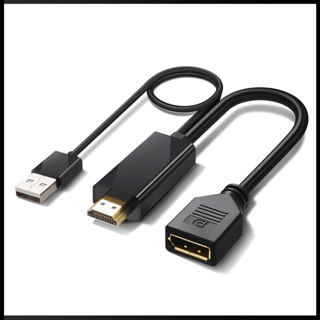 Zevaret อะแดปเตอร์สายเคเบิล HDTV เป็น DP ตัวเมีย ซ็อกเก็ต 4k 30hz สําหรับ Hdmi เป็น Displayport พร้อมพาวเวอร์ซัพพลาย 0.3