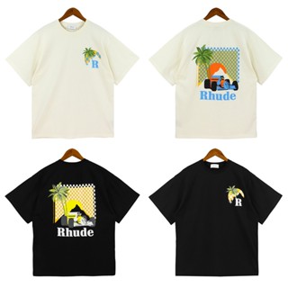 R-h-u88 เสื้อยืด พิมพ์ลายโลโก้ Moonlight Tropical แฟชั่น สําหรับผู้ชาย