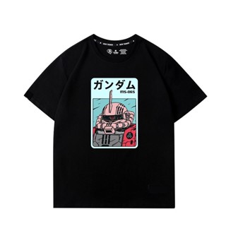 เสื้อยืดอนิเมะ Mobile Suit Gundam - Zaku แขนสั้นผ้าฝ้าย 100% ผ้าฝ้าย สำหรับชายและหญิง