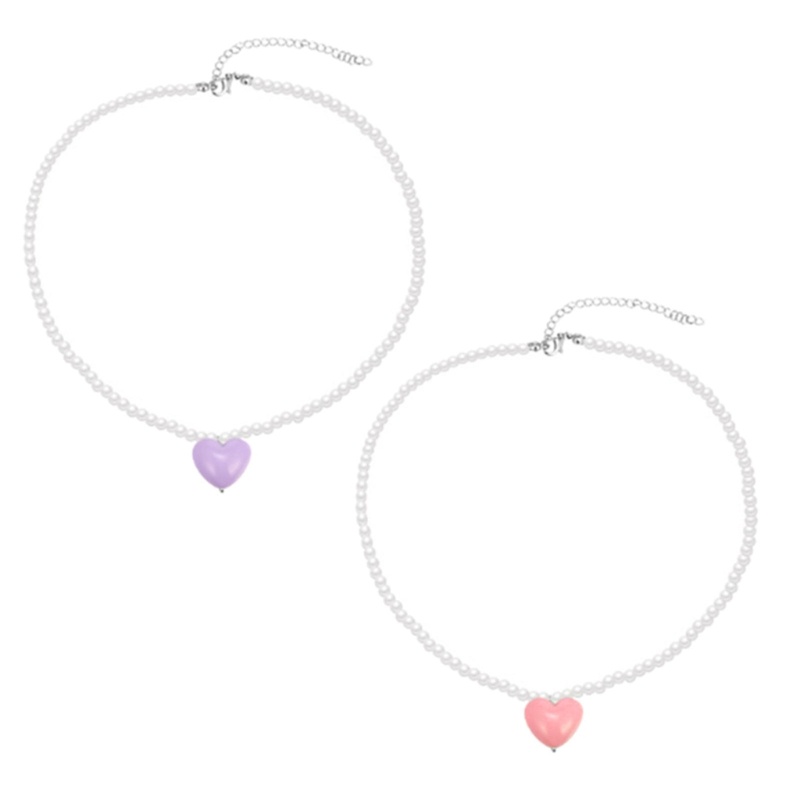SPT* แฟชั่นสร้อยคอจี้หัวใจ Choker คอโซ่ Elegant Pearl Collarbone Chain
