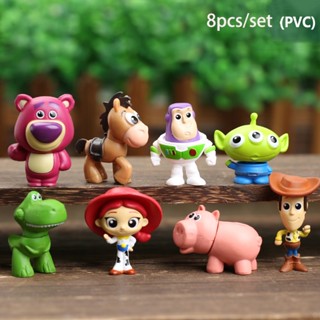 ตุ๊กตาฟิกเกอร์ Toy Story Buzz Lightyear Jessie Woody Alien Lotso PVC ของเล่นสําหรับเด็ก เก็บสะสม วันเกิด 8 ชิ้น ต่อชุด