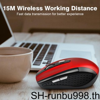 (runbu) เมาส์ออปติคอลเล่นเกมไร้สาย 2 4Ghz พร้อมตัวรับสัญญาณ USB 6 ปุ่ม 800 1200 1600DPI สําหรับคอมพิวเตอร์ แล็ปท็อป