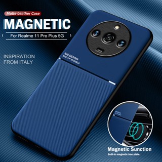 เคสโทรศัพท์มือถือหนัง ซิลิโคนนิ่ม พร้อมกรอบแม่เหล็ก สําหรับ Realme11 Realme 11 Pro Plus 5G Realmi 11 ProPlus 5G