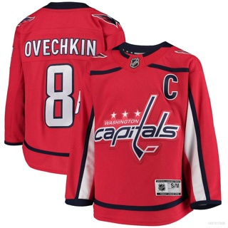 เสื้อยืดแขนยาว พิมพ์ลาย Ani NHL Washington Capitals Home Jersey Ovechkin Hockey พลัสไซซ์