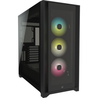 CORSAIR เคสคอมพิวเตอร์ iCUE 5000X RGB Tempered Glass Mid-Tower ATX PC Smart Case, Black ประกัน2Y