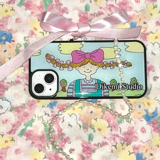 เคสป้องกันโทรศัพท์มือถือ แบบนิ่ม ลายการ์ตูนผู้หญิงน่ารัก สีดํา สําหรับ iphone 14pro 13pro 14promax 13promax 12 11 xsmax xr