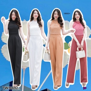 S4U 💗พร้อมส่ง  Jumpsuit จั้มสูทแขนกุด ตัดแต่งผ้าชีฟองด้านหน้าอก เสื้อผ้าแฟชั่นผู้หญิง ชุดไปทะเล ชุดเดรส เสื้อผ้าสาวอวบ