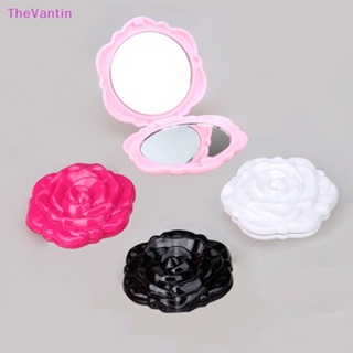 Thevantin กระจกแต่งหน้า สองด้าน ลายดอกกุหลาบ ขนาดเล็ก สไตล์เรโทร