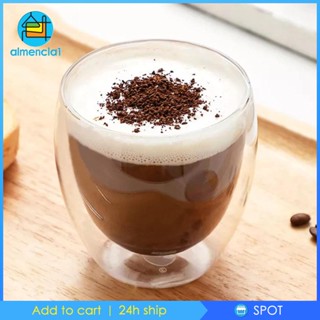 [Almencla1] แก้วกาแฟสองชั้น มีฉนวนกันความร้อน 6 ชิ้น