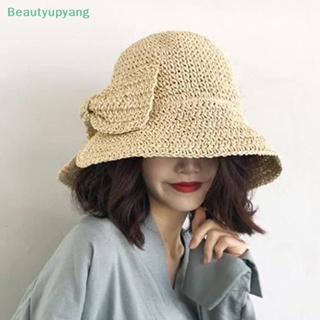 [Beautyupyang] หมวกฟาง กันแดด ประดับโบว์ พับได้ แฟชั่นฤดูร้อน สําหรับผู้หญิง