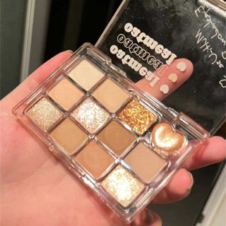 【COD】 Jill Leen 12 Colors Matte Eyeshadow Palette Glitter Sequins Waterproof Shimmer Eye Shadow Cosmetic Brown Grey Eyeshadow Makeup Palette