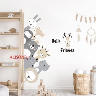 ALISOND1 สติกเกอร์ติดผนัง ลายสิงโต หมี เนอสเซอรี่ ฮิปโป DIY สําหรับตกแต่งบ้าน ห้องเด็ก