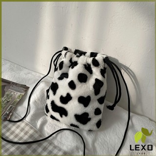 LEXO กระเป๋าสะพายข้าง กระเป๋าลายวัว ขาว ดำ  messenger bag