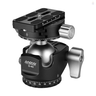 Andoer D-40 PRO หัวบอลพาโนรามิก CNC อะลูมิเนียมอัลลอย รองรับแรงโน้มถ่วงต่ํา สําหรับขาตั้งกล้อง DSLR ILDC รับน้ําหนักได้เต็มที่ 2