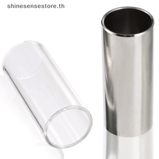 Shine สไลด์แก้ว สเตนเลส 60 มม. และคอสไลด์ขวด ขนาดกลาง สีเงิน สําหรับกีตาร์ เบส 2 ชิ้น