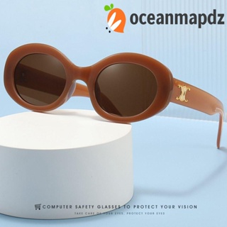 OCEANMAPDZ แว่นตากันแดด ป้องกันรังสียูวี กรอบโลหะ แบบพกพา สไตล์เกาหลี แนวสตรีท สําหรับผู้หญิง