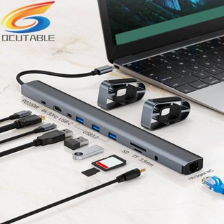 อะแดปเตอร์ USB C 10-in-1 100W PD RJ45 Gigabit Ethernet สําหรับ Macbook Huawei