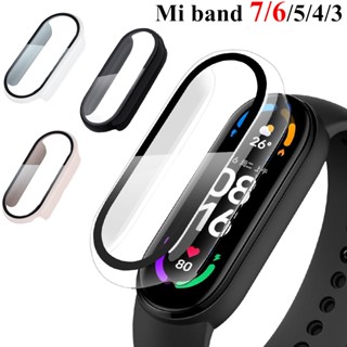 เคส + กระจก สําหรับ Xiaomi Mi Band 7 6 เคส + ฟิล์มกันรอย แบบเต็ม Miband 8 7 6 5 4 3 ป้องกันหน้าจอ