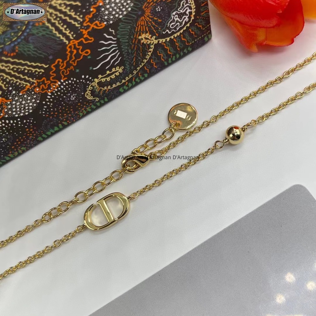 {TOP} Clair D LUNE สร้อยคอ โลโก้ CD เพชร มุก หน้าทอง โลหะ สร้อยคอทองเหลือง ชุบทอง ซีลเหล็ก สไตล์เกาหลี 2023 สร้อยคอผู้หญิง ไม่จางหาย