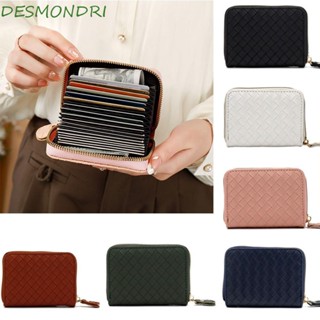 Desmondri กระเป๋าใส่เหรียญ หนัง PU แบบพกพา สีพื้น สําหรับผู้ชาย และผู้หญิง