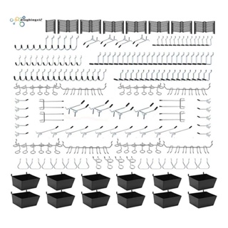 ชุดตะขอแขวน 1/8 และ 1/4 นิ้ว สําหรับจัดเก็บเครื่องมือ Pegboard 251 ชิ้น