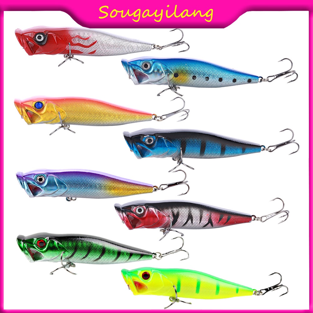 Sougayilang เหยื่อตกปลาประดิษฐ์ ตาปลา 3D 8 สี 14 ซม. 12 กรัม พร้อมตะขอแหลมสองตัว