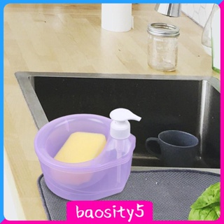 [Baosity5] 2 in 1 เครื่องจ่ายสบู่ พร้อมที่วางฟองน้ํา 1 ลิตร สําหรับเคาน์เตอร์ครัว