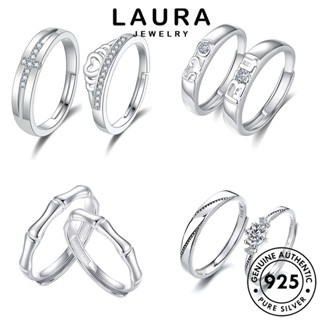 Laura Jewelry แหวนเงิน 925 ประดับเพชรโมอิส เรียบง่าย เครื่องประดับคู่รัก M062