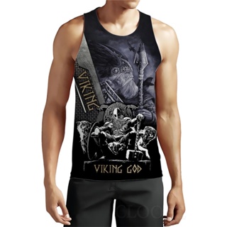 เสื้อกล้ามแขนกุดลําลอง พิมพ์ลาย Viking 3D ทรงหลวม สไตล์วินเทจ โกธิค พลัสไซซ์ 6XL สําหรับผู้ชาย