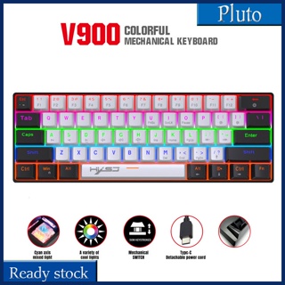 ใหม่ คีย์บอร์ดเล่นเกม V900bw Type-c อินเตอร์เฟซ 61 คีย์ ควบคุมด้วยสาย ขนาดกะทัดรัด