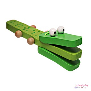 Orffworld Crocodile Shape ไม้ Castanet เครื่องดนตรีเด็กการ์ตูนเด็กดนตรีการศึกษาเครื่องดนตรีของเล่น Rattle Toy [N/11]