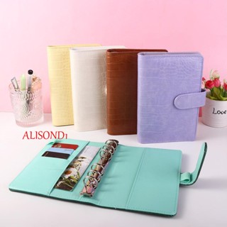 ALISOND1 สมุดโน้ตไดอารี่ ปกแพลนเนอร์ ปกหนัง PU ลายหนังจระเข้ 6 ห่วง