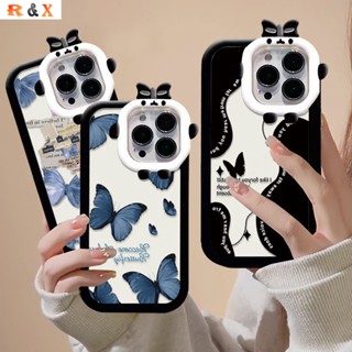 เคสโทรศัพท์มือถือ กันกระแทก ลายผีเสื้อ สีดํา สําหรับ OPPO A17 A17K A57 A78 A15 A16 A16K A54 A53 A12 A5S F11 A3S A31 A52 A92 A94 A93 F9 A37 A1K Reno 5 A76 A96