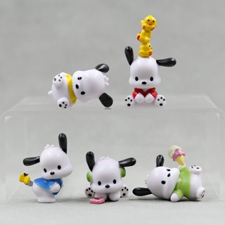 Hobby โมเดลฟิกเกอร์ Sanrio Pochacco ของเล่นสําหรับเด็ก ตกแต่งเค้กวันเกิด เก็บสะสม 5 ชิ้น