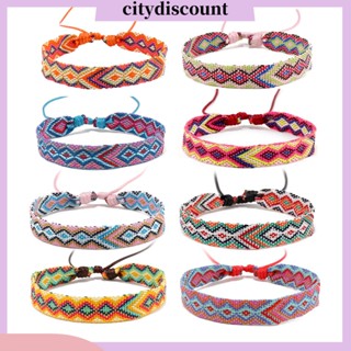 &lt;citydiscount&gt; สร้อยข้อมือ เชือกถัก แฮนด์เมด ลายเรขาคณิต หลากสี ปรับได้ สไตล์โบฮีเมียน ของขวัญ สําหรับคู่รัก